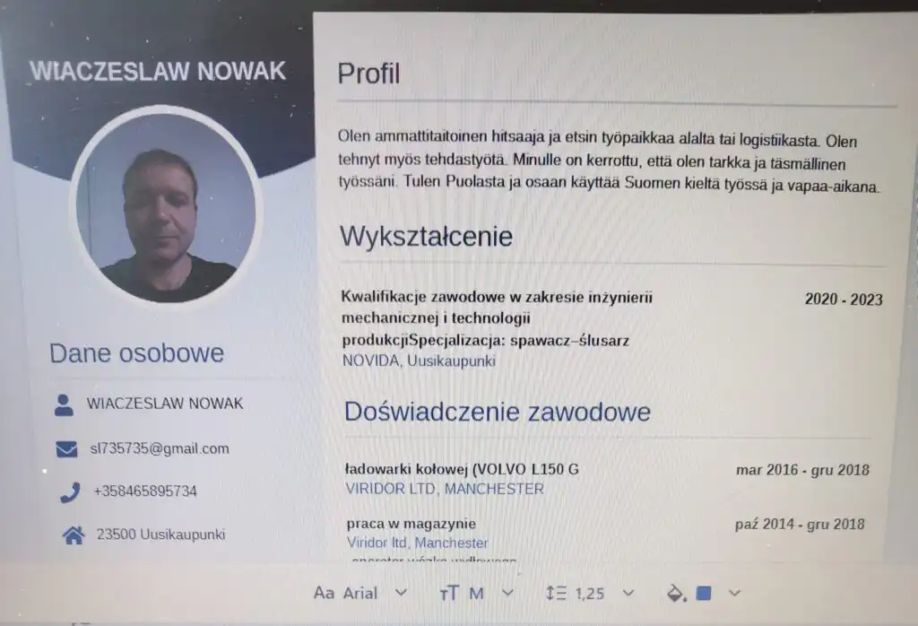 Profilfoto von Wiaczeslaw – Kandidatenprofil bei CALUMA