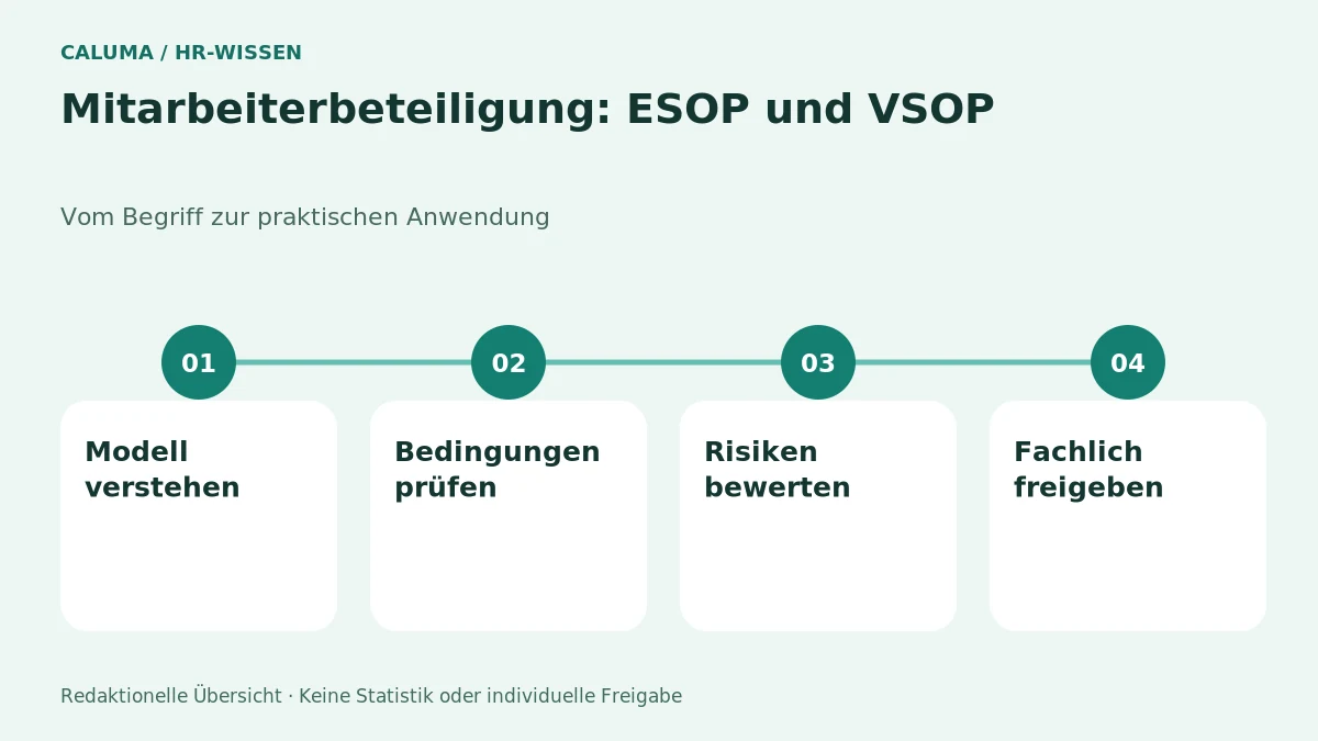 Mitarbeiterbeteiligung: ESOP und VSOP – grafische Orientierung