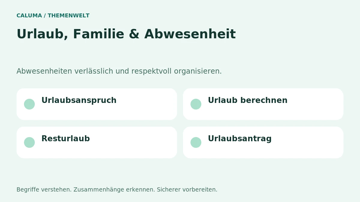 Urlaub, Familie & Abwesenheit – grafische Orientierung