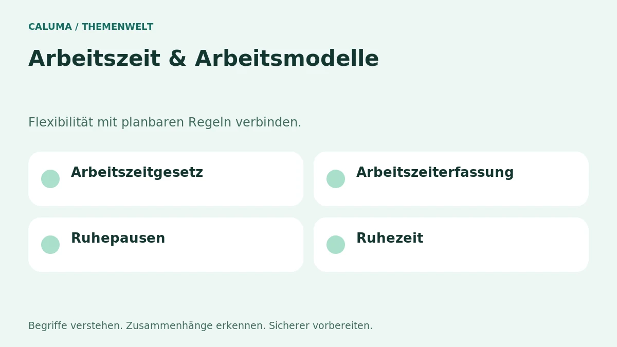 Arbeitszeit & Arbeitsmodelle – grafische Orientierung