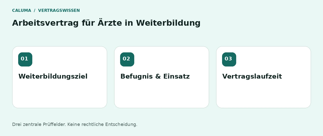 Arbeitsvertrag für Ärzte in Weiterbildung: Weiterbildungsziel, Befugnis & Einsatz, Vertragslaufzeit