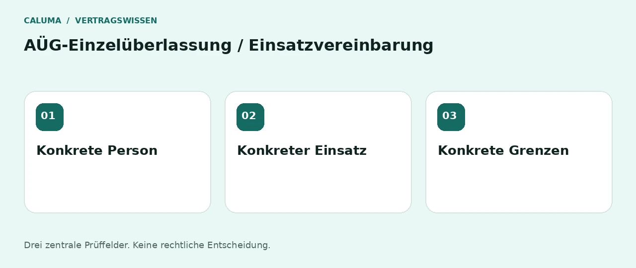 AÜG-Einzelüberlassung / Einsatzvereinbarung: Konkrete Person, Konkreter Einsatz, Konkrete Grenzen