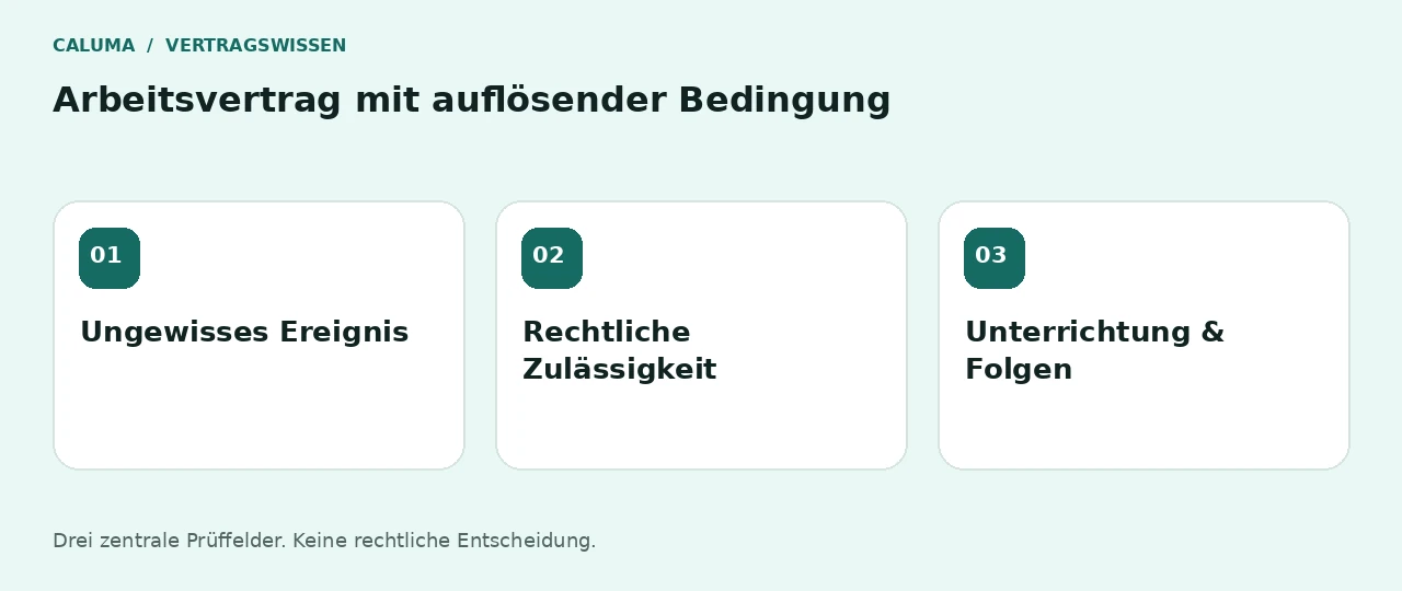 Arbeitsvertrag mit auflösender Bedingung: Ungewisses Ereignis, Rechtliche Zulässigkeit, Unterrichtung & Folgen