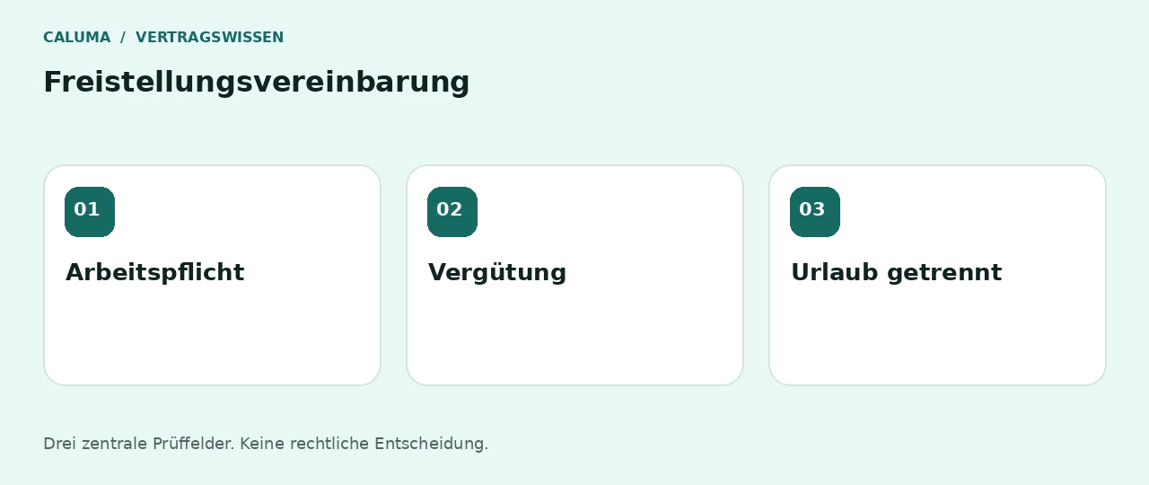 Freistellungsvereinbarung: Arbeitspflicht, Vergütung, Urlaub getrennt