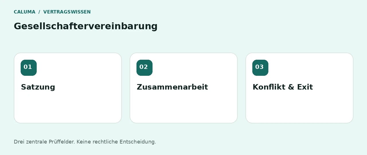 Gesellschaftervereinbarung: Satzung, Zusammenarbeit, Konflikt & Exit