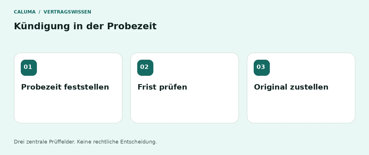 Kündigung in der Probezeit: Probezeit feststellen, Frist prüfen, Original zustellen