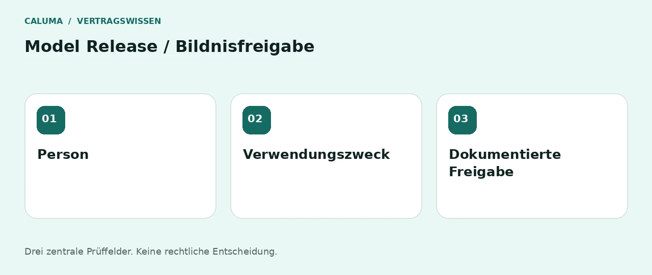 Model Release / Bildnisfreigabe: Person, Verwendungszweck, Dokumentierte Freigabe