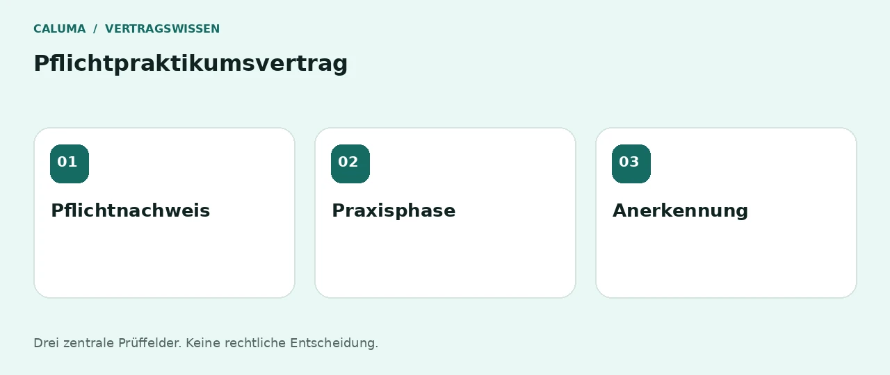 Pflichtpraktikumsvertrag: Pflichtnachweis, Praxisphase, Anerkennung