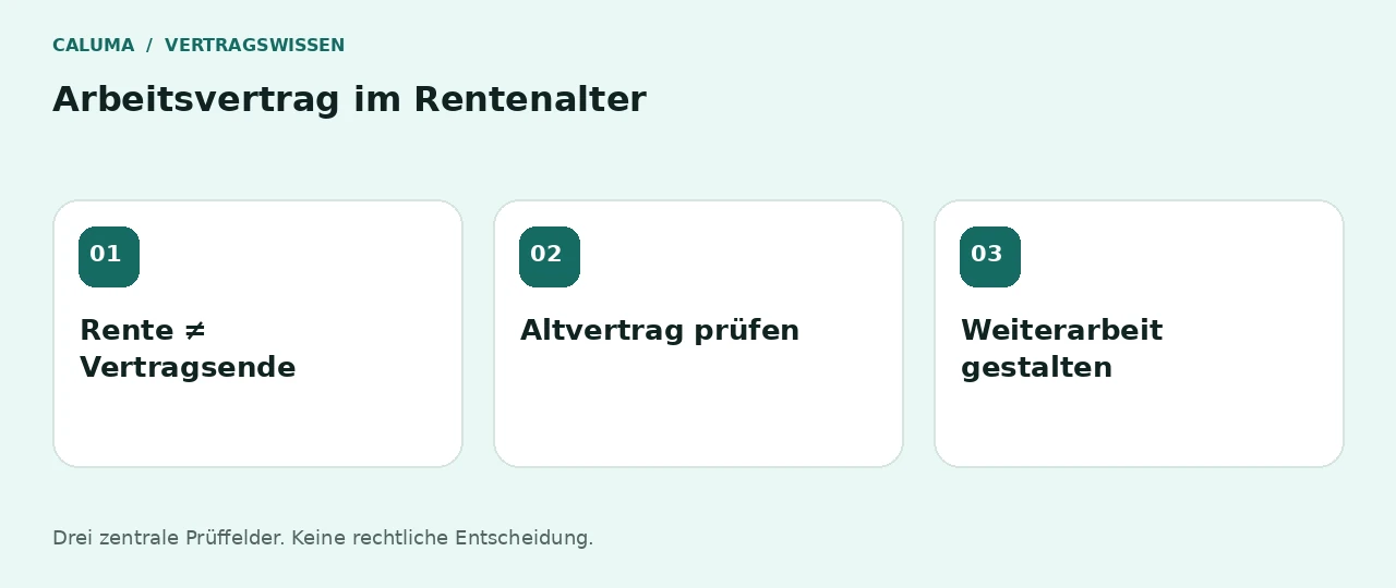 Arbeitsvertrag im Rentenalter: Rente ≠ Vertragsende, Altvertrag prüfen, Weiterarbeit gestalten